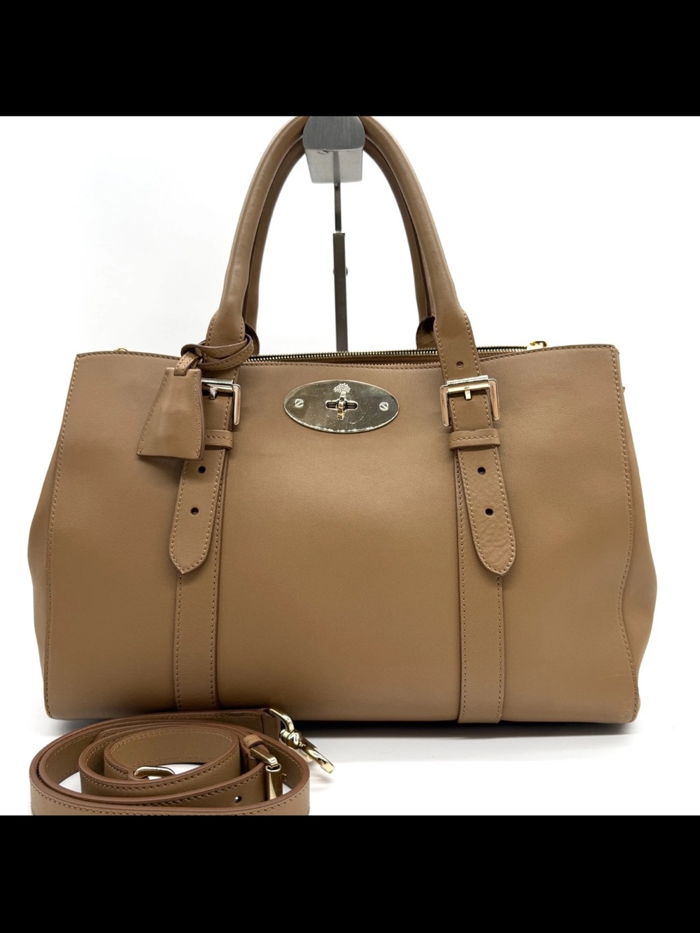 Mulberry Camel Brown Leather Satchel with Gold Hardware